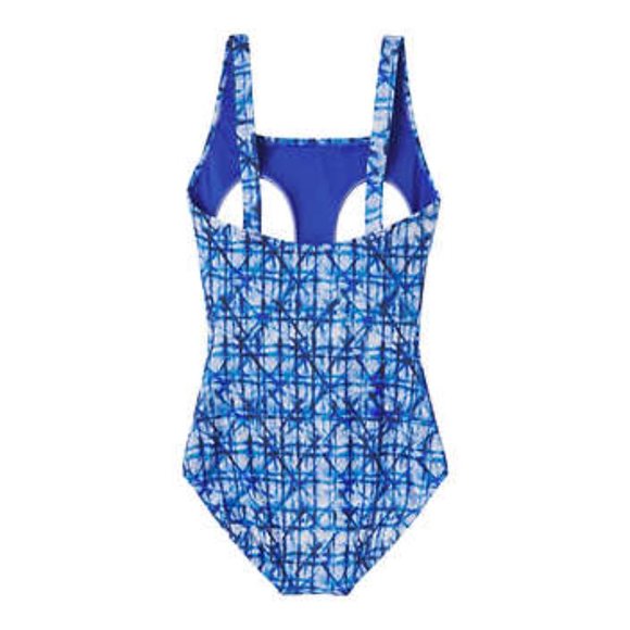 Size 8 NEW Speedo Women's 1 Piece Swimsuit Square Top | Blue Bathing Suit - Picture 5 of 7